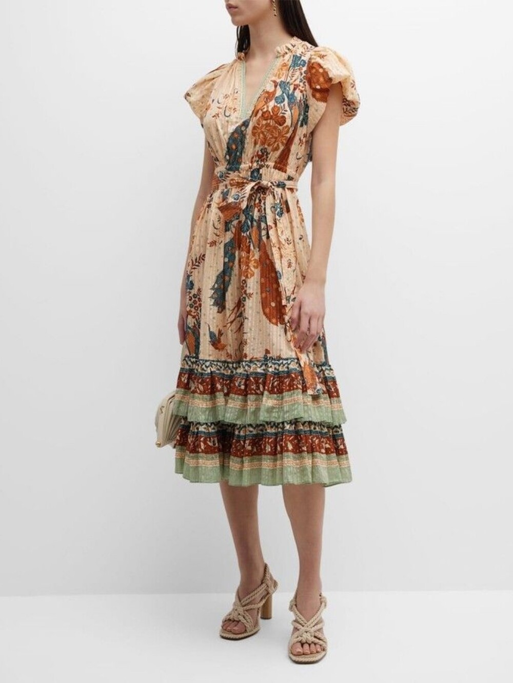Ulla Johnson Remi Midi Dress Cotton Poplin Size 6 Cottagecore Missing Belt